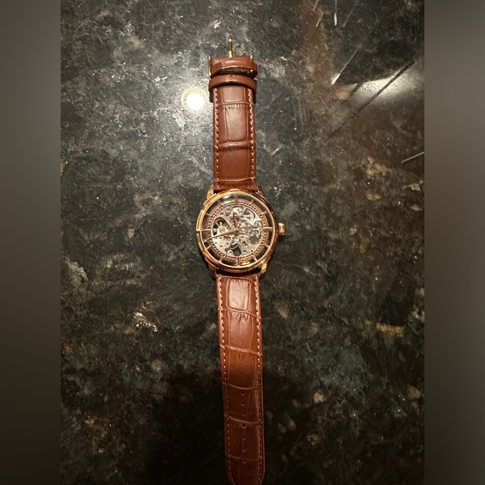 STUHRLING Skeleton Watch ST-906SK Premium Brown Leather Band